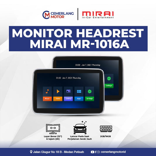 MIRAI MONITOR HEADREST 10.1" MR-1016A