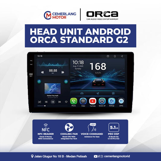 ORCA HEAD UNIT ANDROID STANDARD G2 NFC SERIES 4+128 GB QLED 1K IN-CELL