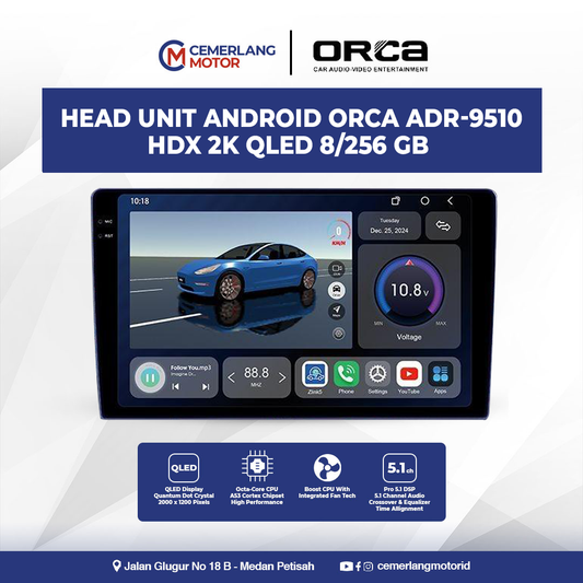 ORCA HEAD UNIT ANDROID QLED ANDROID 13 HDX ADR-9510 8+256 GB