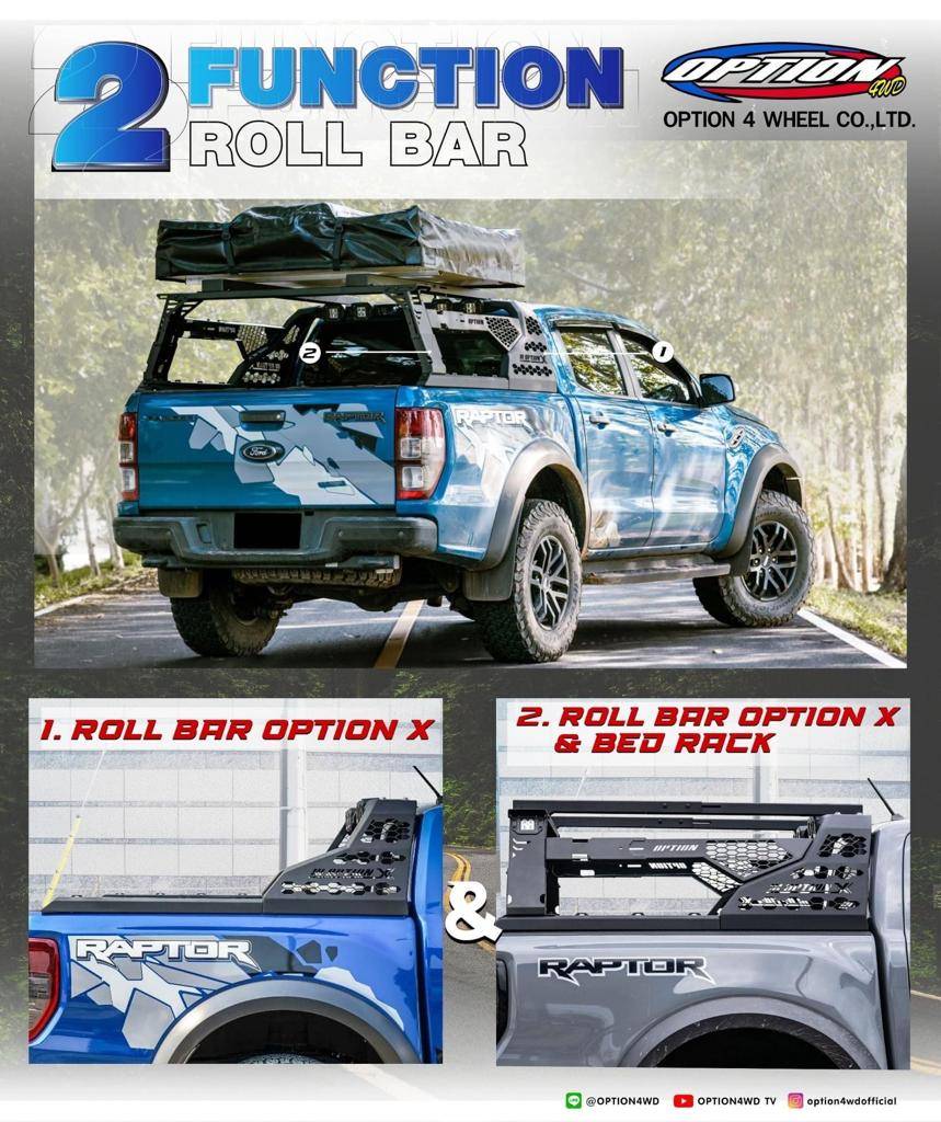 ROLL BAR OPTION X + BED RACK FOR HILUX REVO 2016 - ON