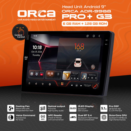HEAD UNIT ANDROID ORCA PRO+ G3 6GB+128GB