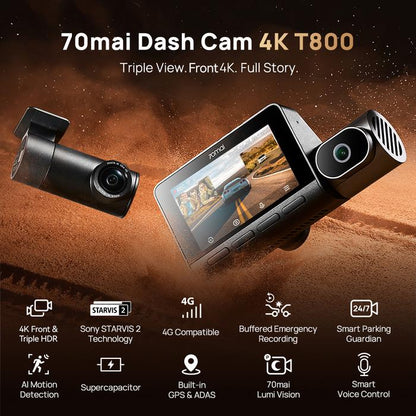 70MAI DASHCAM T800 3 CHANNEL 4K