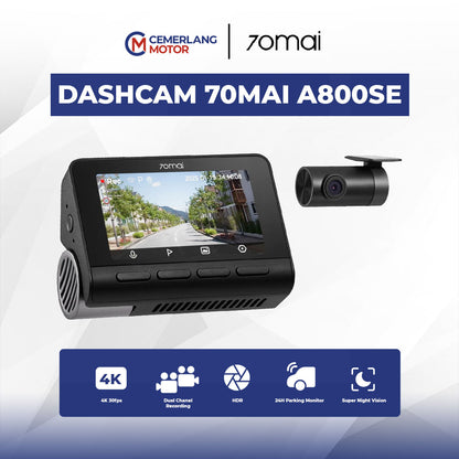 70MAI DASH CAM A800SE SET 4K WI-FI 6 SUPER CAPACITOR BATTERY VOICE CONTROL