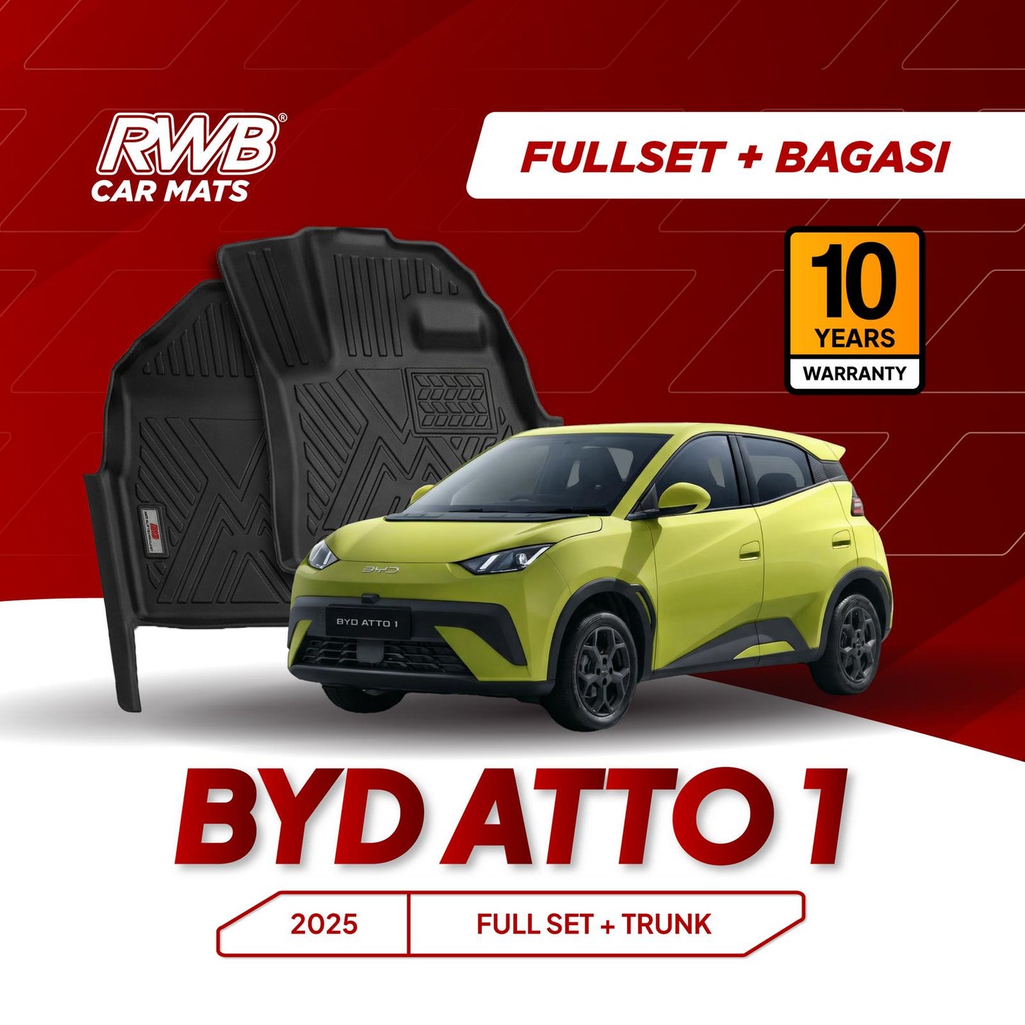 RWB KARPET 3D BYD ATTO 1 FULL SET + BAGASI