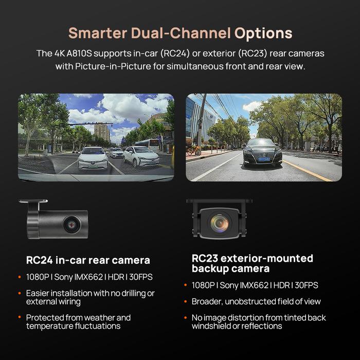70MAI DASH CAM 4K DUAL CHANNEL A810S