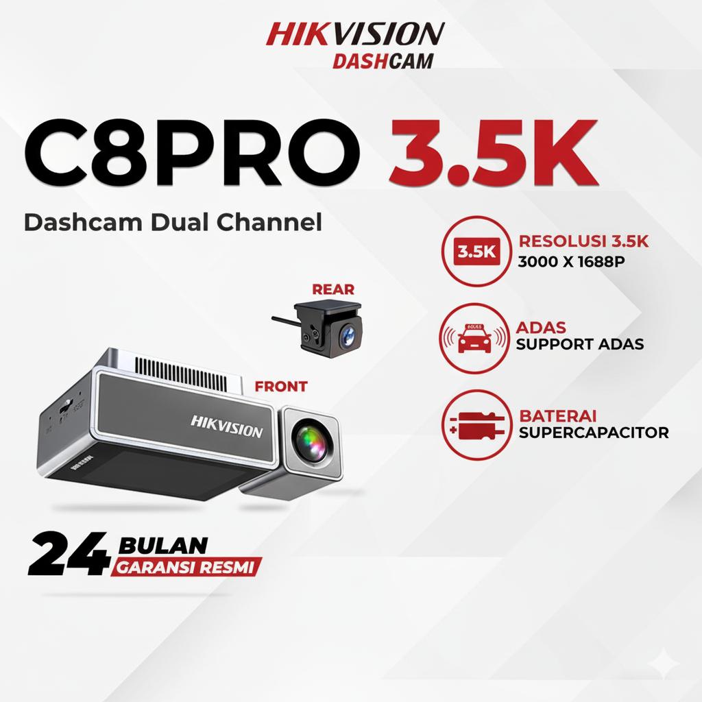HIKVISION C8 PRO 3.5K Dashcam ADAS Voice Control Dual Channel Ultra-Clear IPS Screen 2.45"