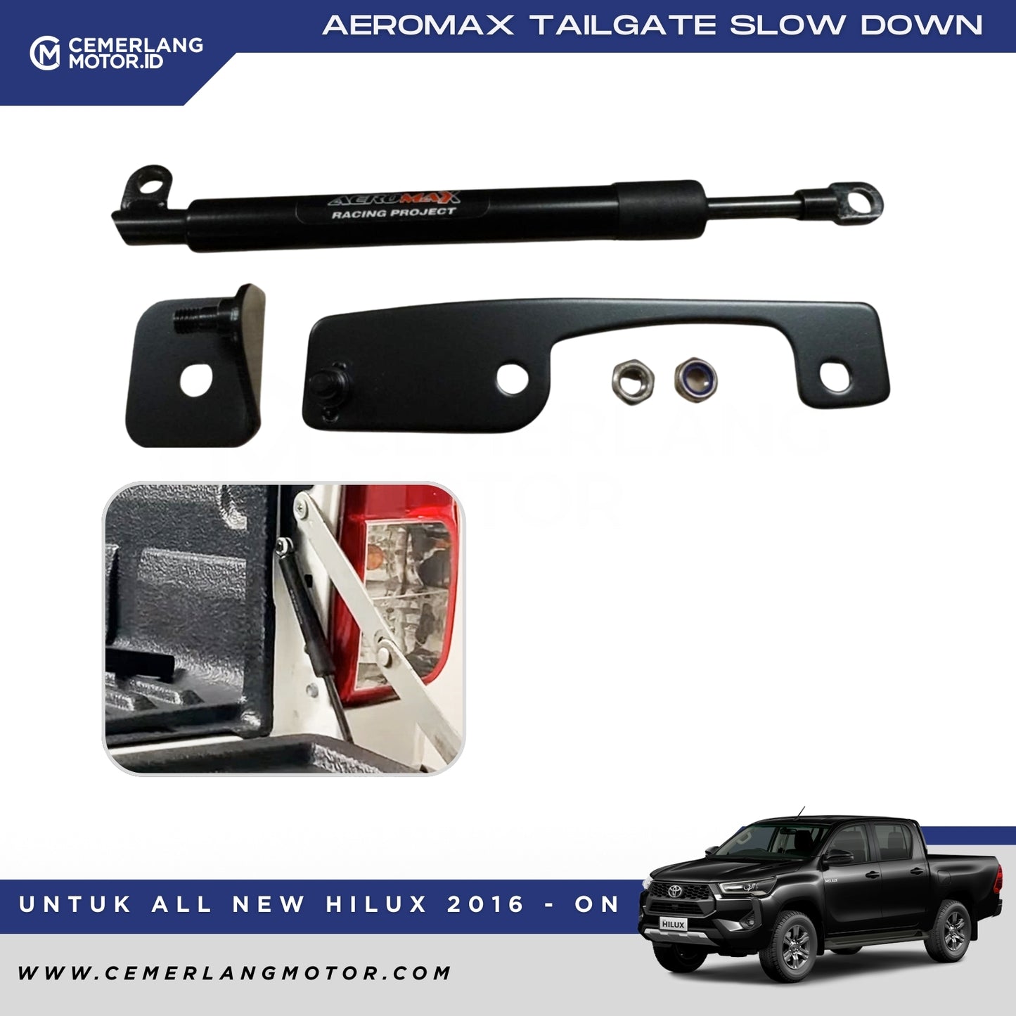 TAILGATE SLOWDOWN SHOCK BAGASI BELAKANG HILUX REVO 2016+