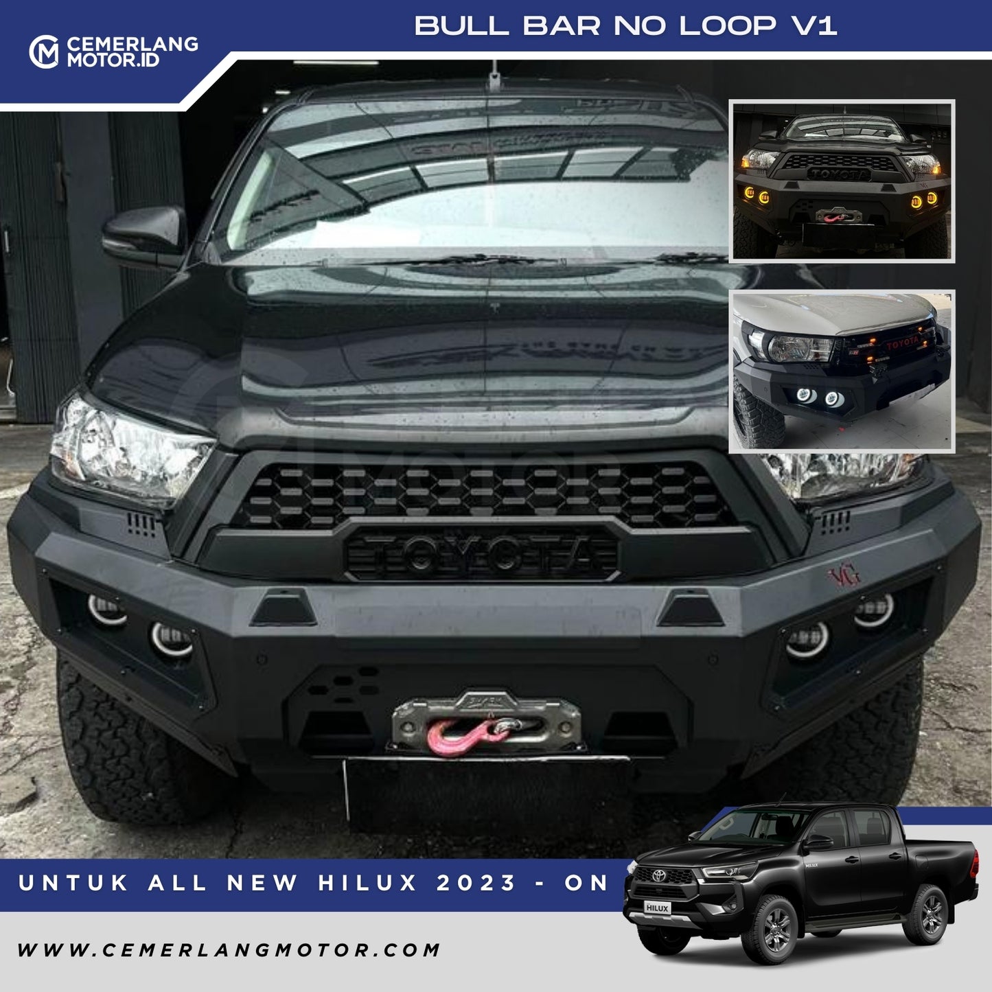 BULL BAR NO LOOP V1 HILUX REVO