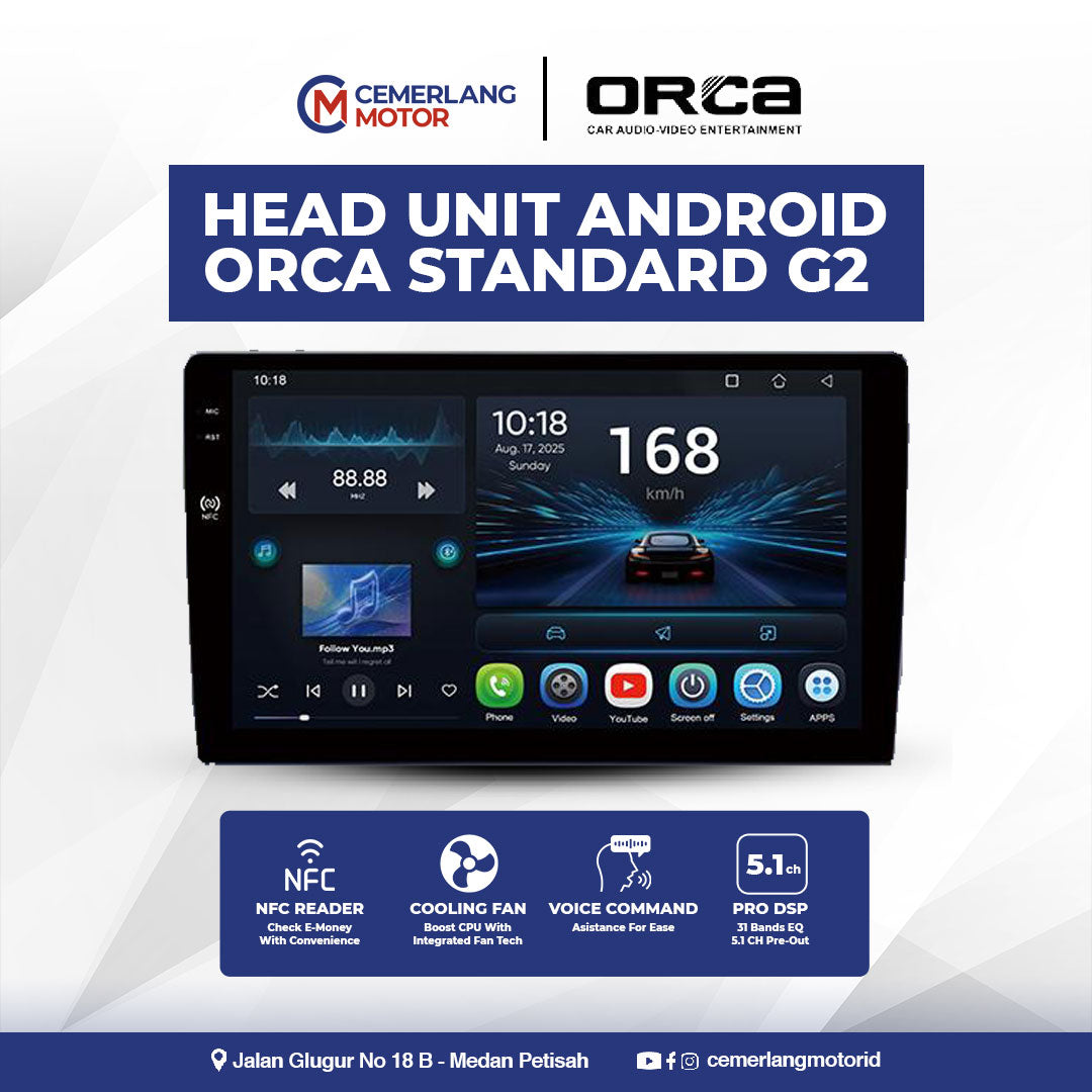 Orca Booth Android ORCA HEAD UNIT ANDROID STANDARD G2 NFC SERIES 4+128 GB QLED 1K IN-CELL ...