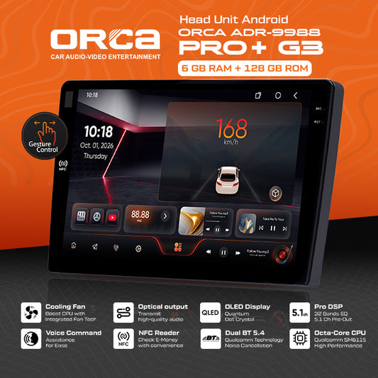 Head Unit Android ORCA PRO+ G3 series RAM 6GB ROM 128GB Gesture Control NFC Reader