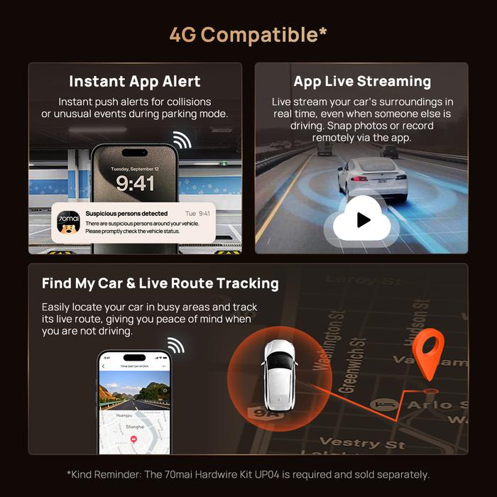 70MAI DASHCAM T800 3 CHANNEL 4K