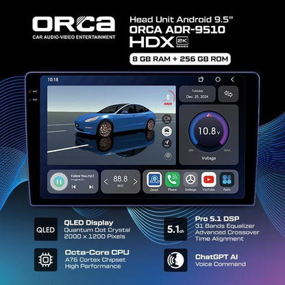 ORCA HEAD UNIT ANDROID QLED ANDROID 13 HDX ADR-9510 8+256 GB