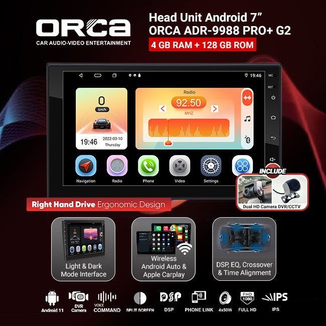 ORCA HEAD UNIT ANDROID STANDARD PRO+ G2 7 INCH 4+128 GB – Cemerlang Motor