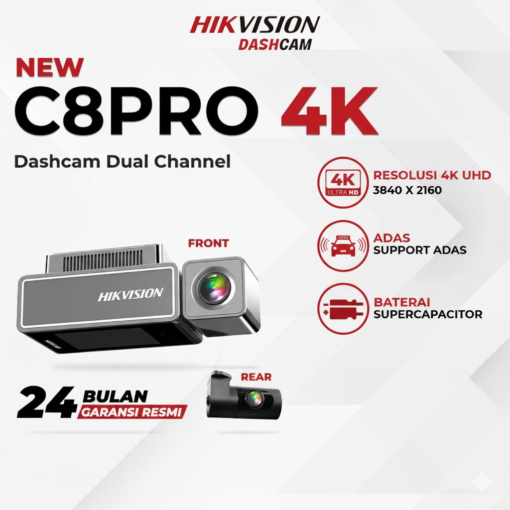 HIKVISION C8 PRO 4K Dashcam ADAS Voice Control Dual Channel Ultra-Clear IPS Screen 2.45"