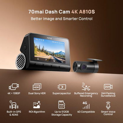 70MAI DASH CAM 4K DUAL CHANNEL A810S