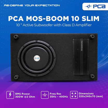 PCA MOS-BOOM 10 SLIM SUBWOOFER AKTIF 10" WITH CLASS D AMPLIFIER