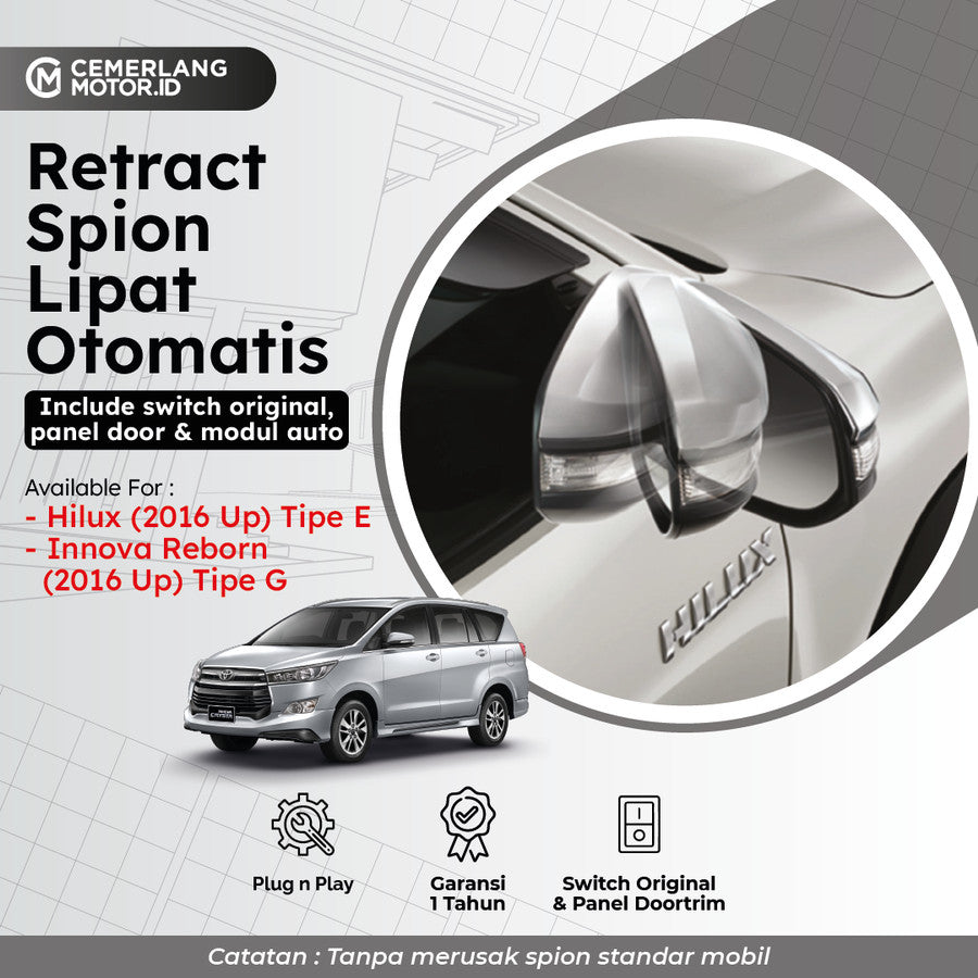 RETRACT SPION LIPAT OTOMATIS SWITCH PINTU TIPE V INNOVA REBORN